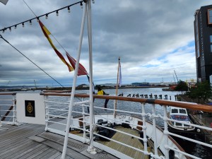 On the foredeck of the ship