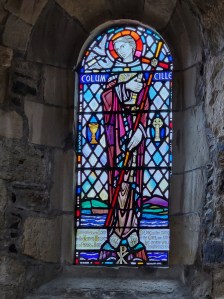Stained glass window of the Holy Mother