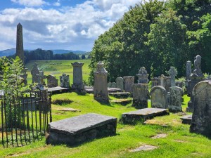 A sunny day in the churchyard at Kilmarten